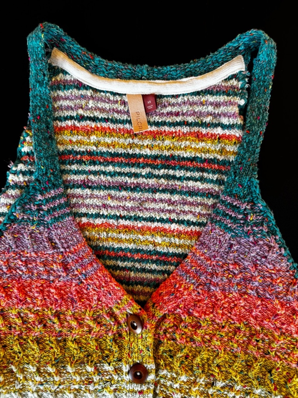 Pilcro Anthropologie Salomon Swank Tank Sweater Vest Top Rainbow Crochet - Picture 7 of 11